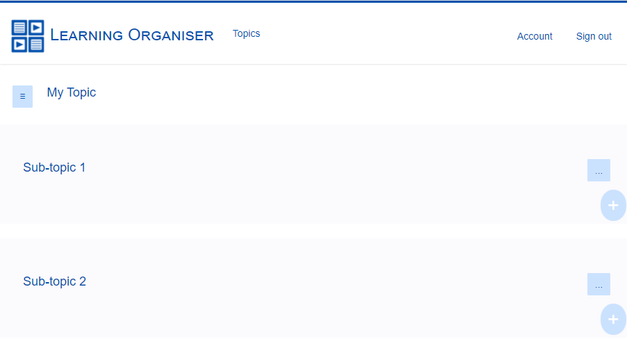Example Topic with 2 empty sub-topics underneath.
